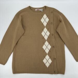 Vintage Liz Claiborne Argyle Sweater Womens Size S Petite Wool Cashmere 90s